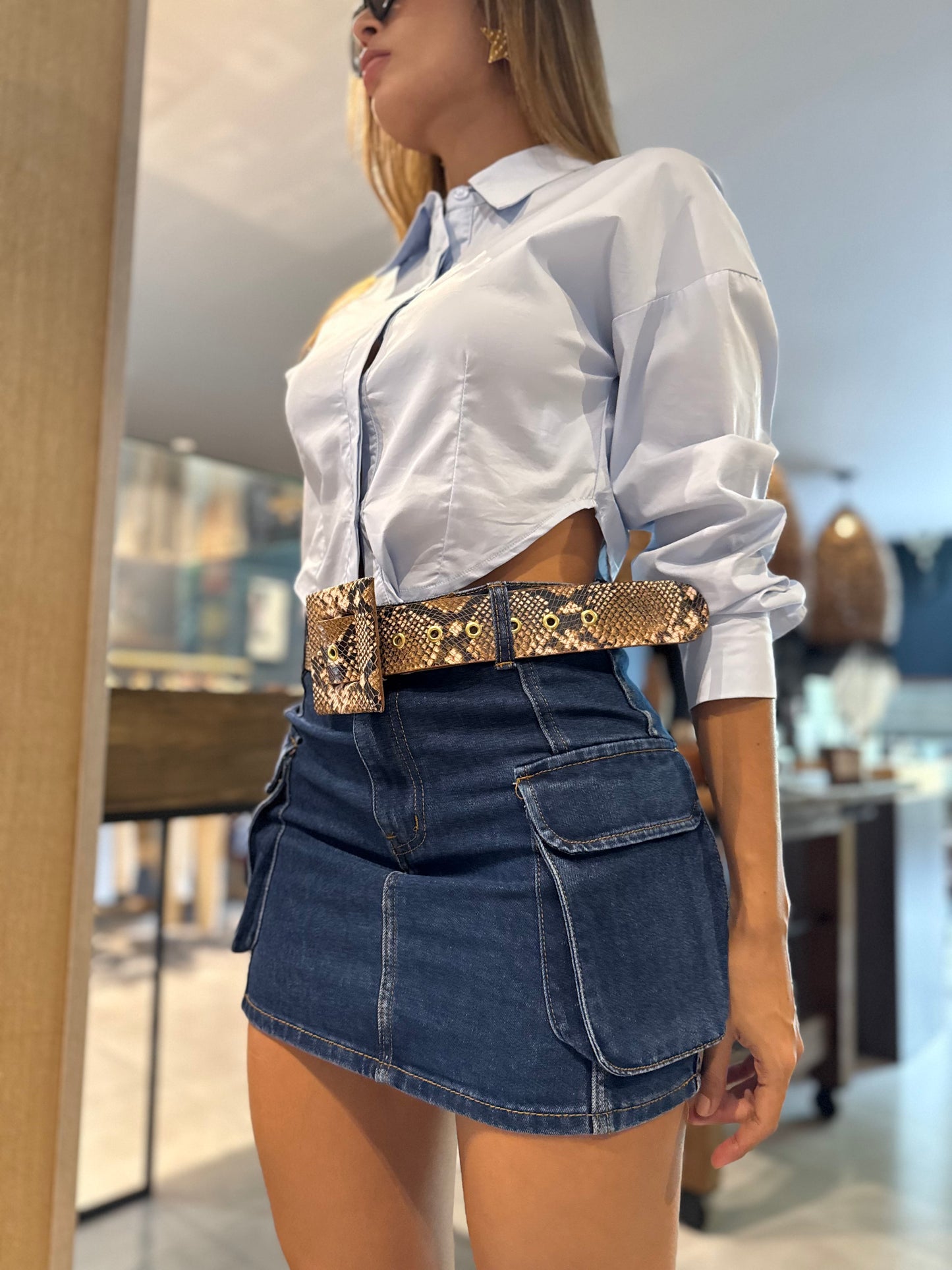 Camisa corta celeste