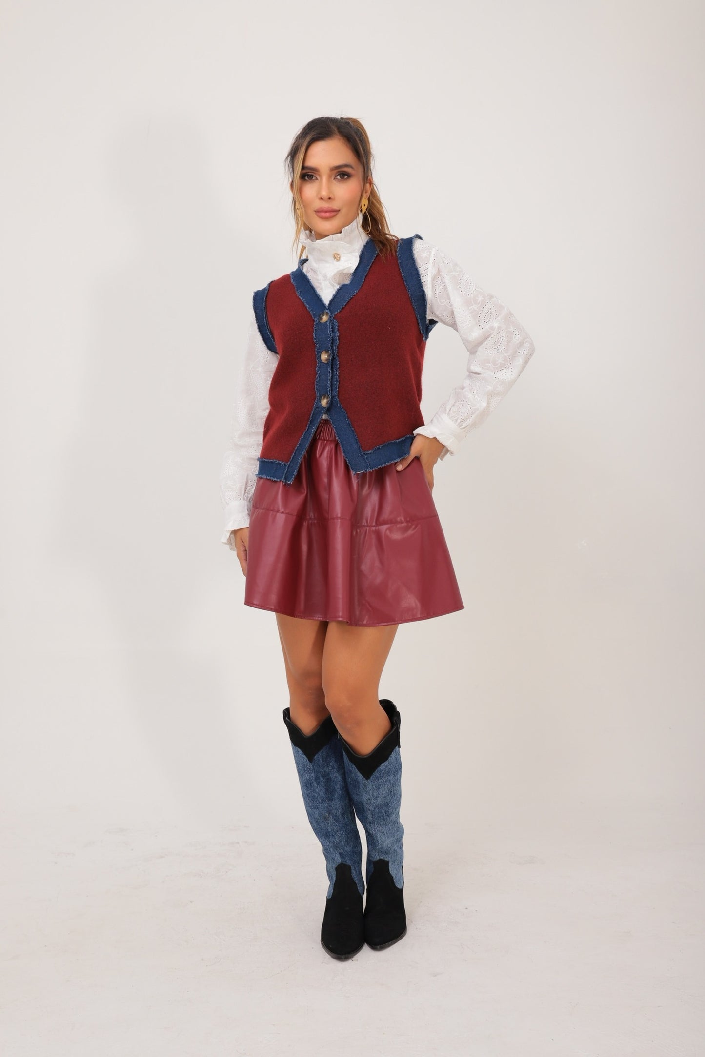 Botas denim y cuero