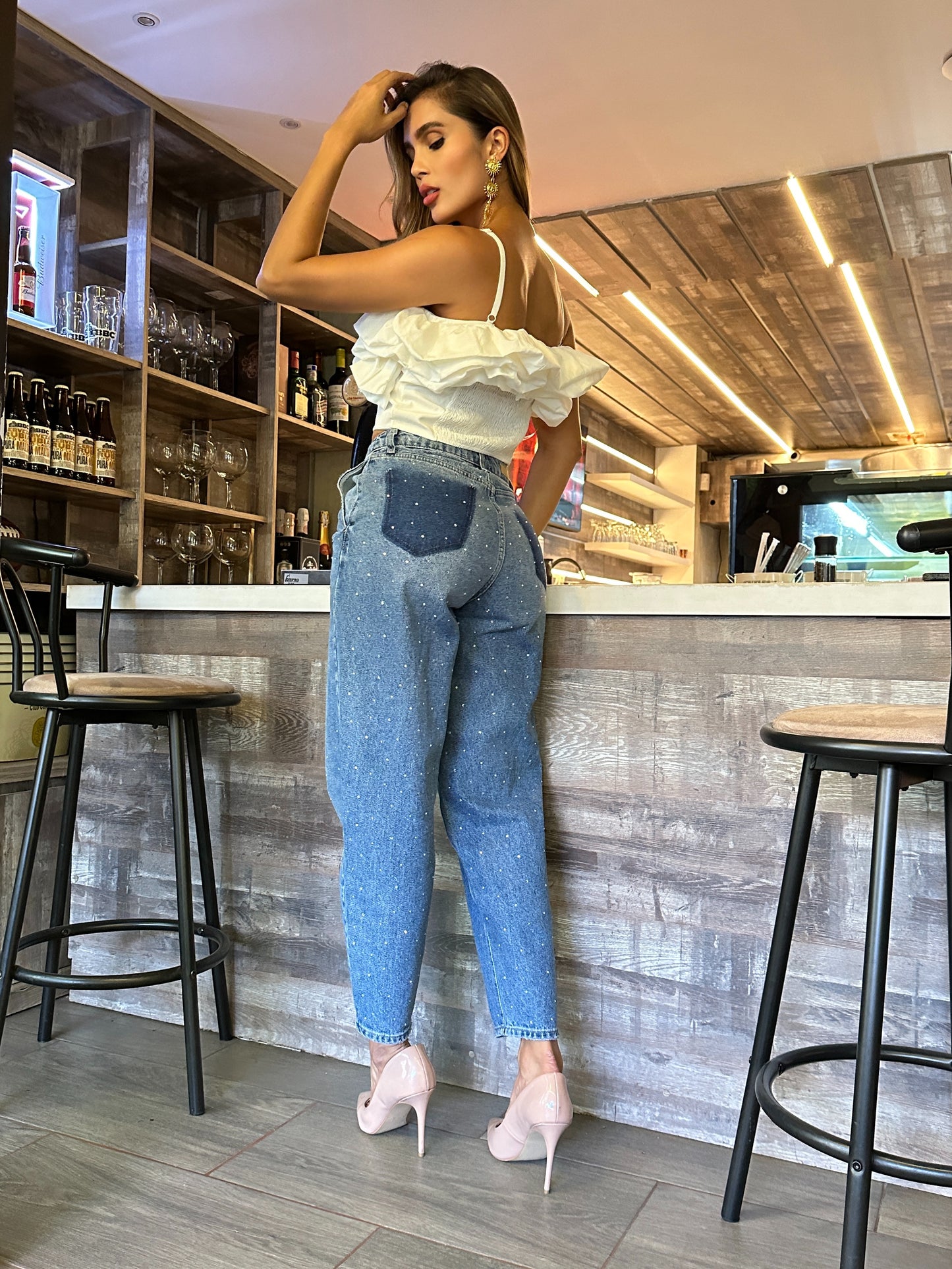 Pantalón slouchy sin cristales