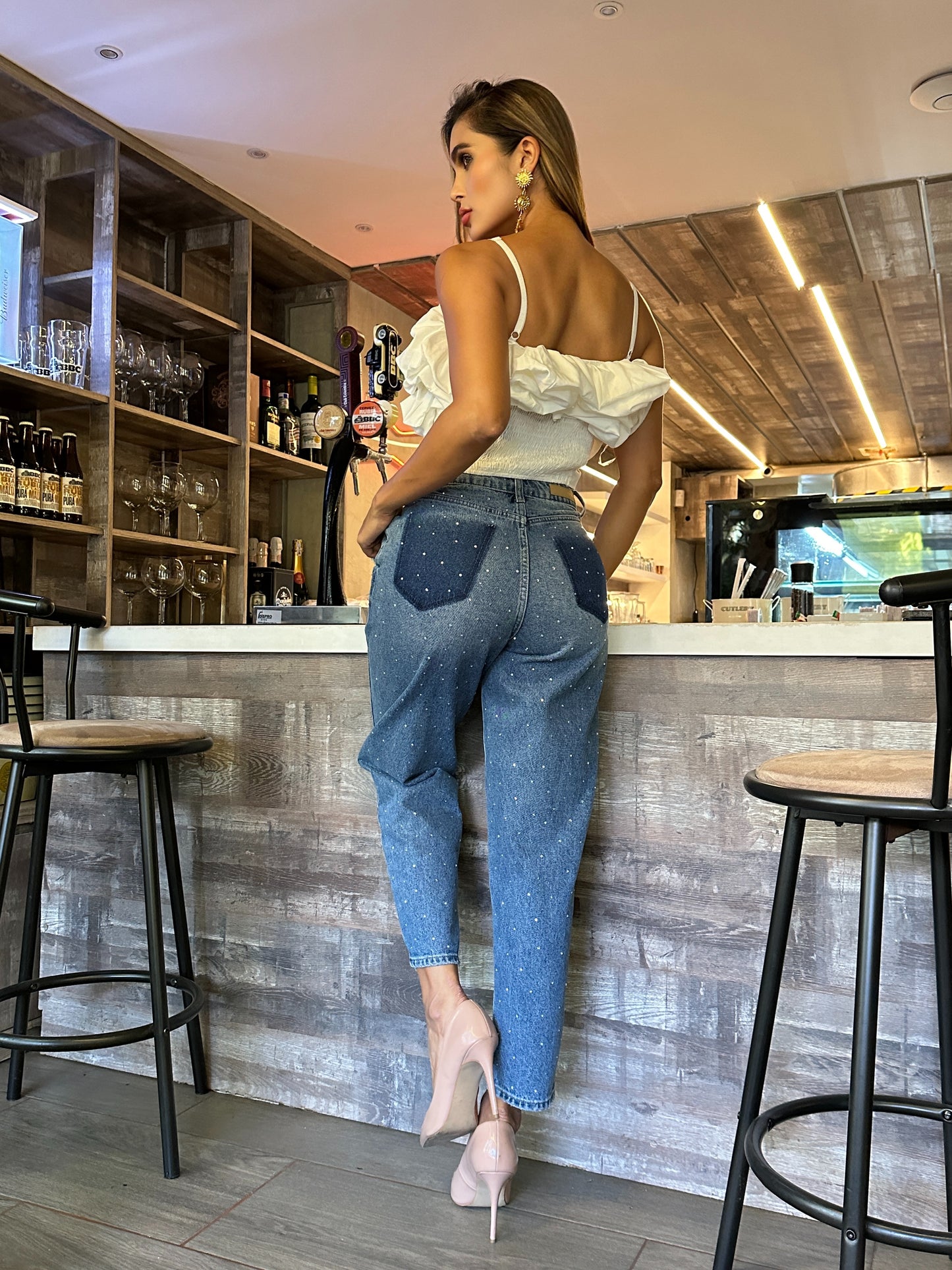 Pantalón slouchy sin cristales