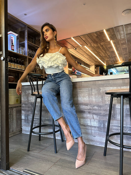 Pantalón slouchy sin cristales