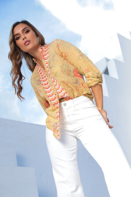 Camiseta vintage color mostaza