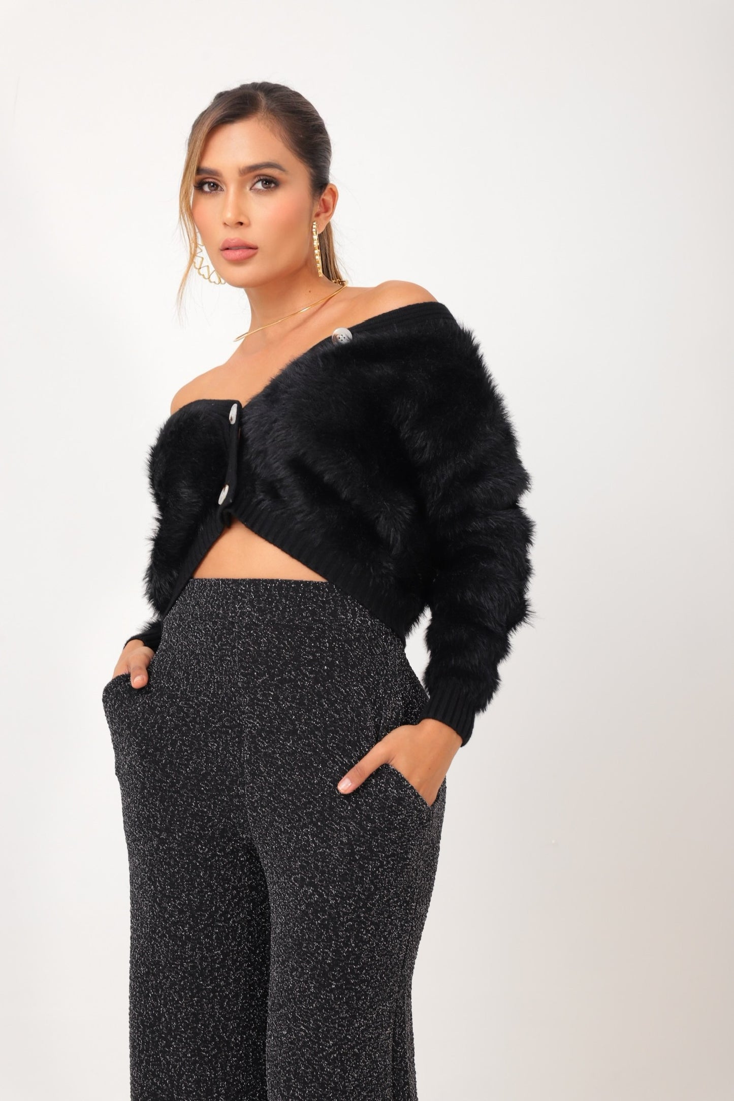 Pantalon negro con brillos
