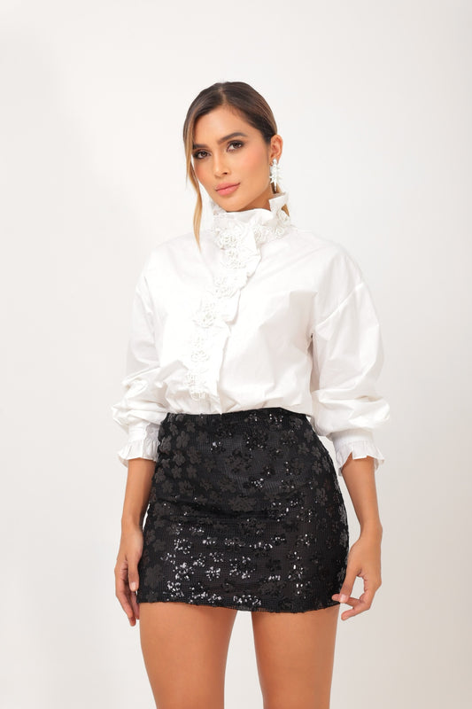 Camisa de rosas en canutillo