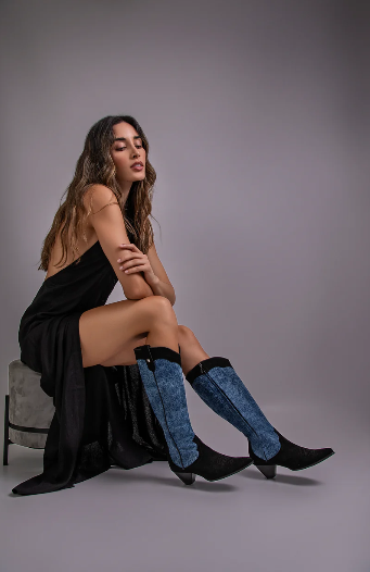 Botas denim y cuero
